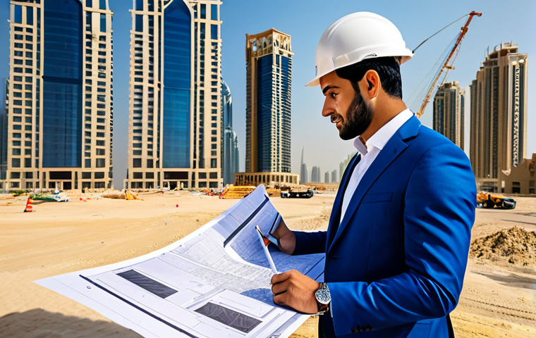 Private Real Estate Investment**
"A professional investor in a modern, fully clothed business suit, reviewing blueprints for a luxury apartment building under construction in Dubai, UAE. Modern architecture, bustling cityscape in the background. Appropriate attire, perfect anatomy, natural proportions, professional photography, safe for work, modest, family-friendly, high quality."
**