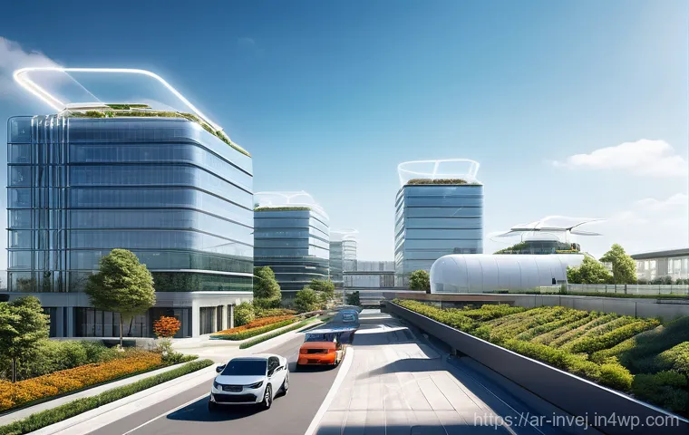 대체투자 포트폴리오의 장기 투자 전략 - **Prompt 1: Futuristic Specialized Real Estate Hub**
"A stunning, high-angle panoramic shot of a...