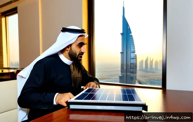 대체투자 포트폴리오 구성의 최신 트렌드 - Photorealistic Gulf Arab financial advisor in modest business attire and a mature client seated at a...